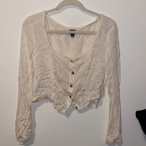 Wild fable cream cropped buttoned down corset like top